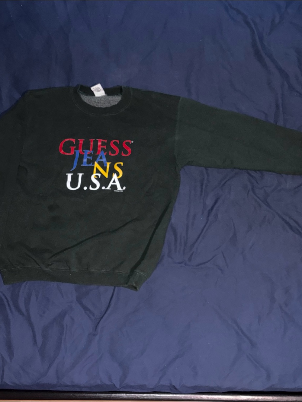 GUESS Green Crewneck Sweatshirt with Multicolor Logo